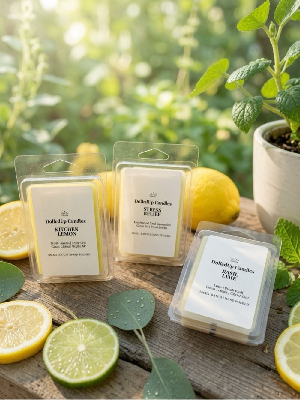 Citrus Cleanse Trio – Soy Wax Melt Bundle | Lemon, Lime Basil, & Eucalyptus